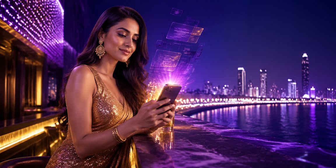 Bright neon casino and cashback promotion at Mumbai Marine Drive